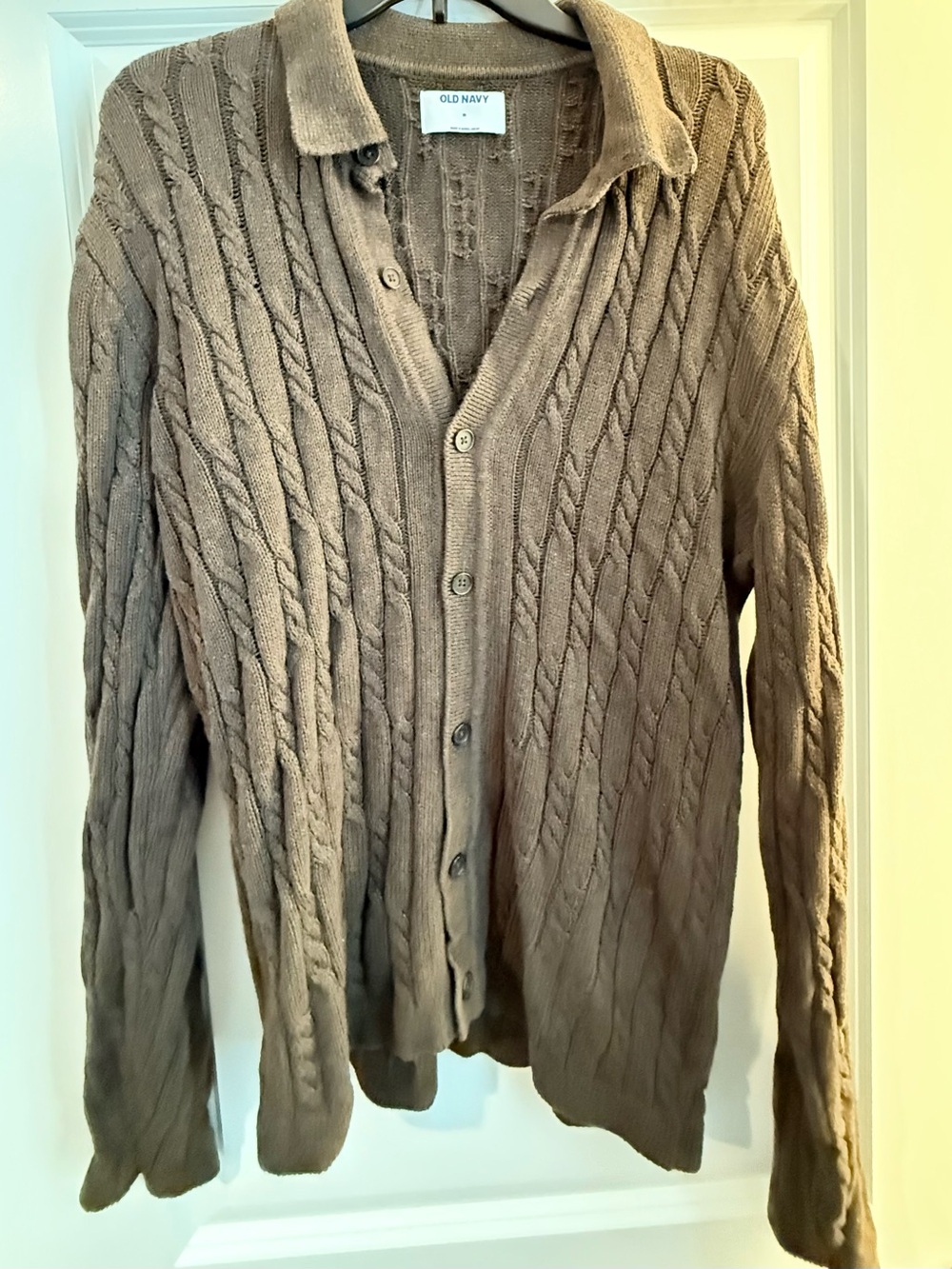 Old Navy Brown Cable Knit Cardigan Sweater